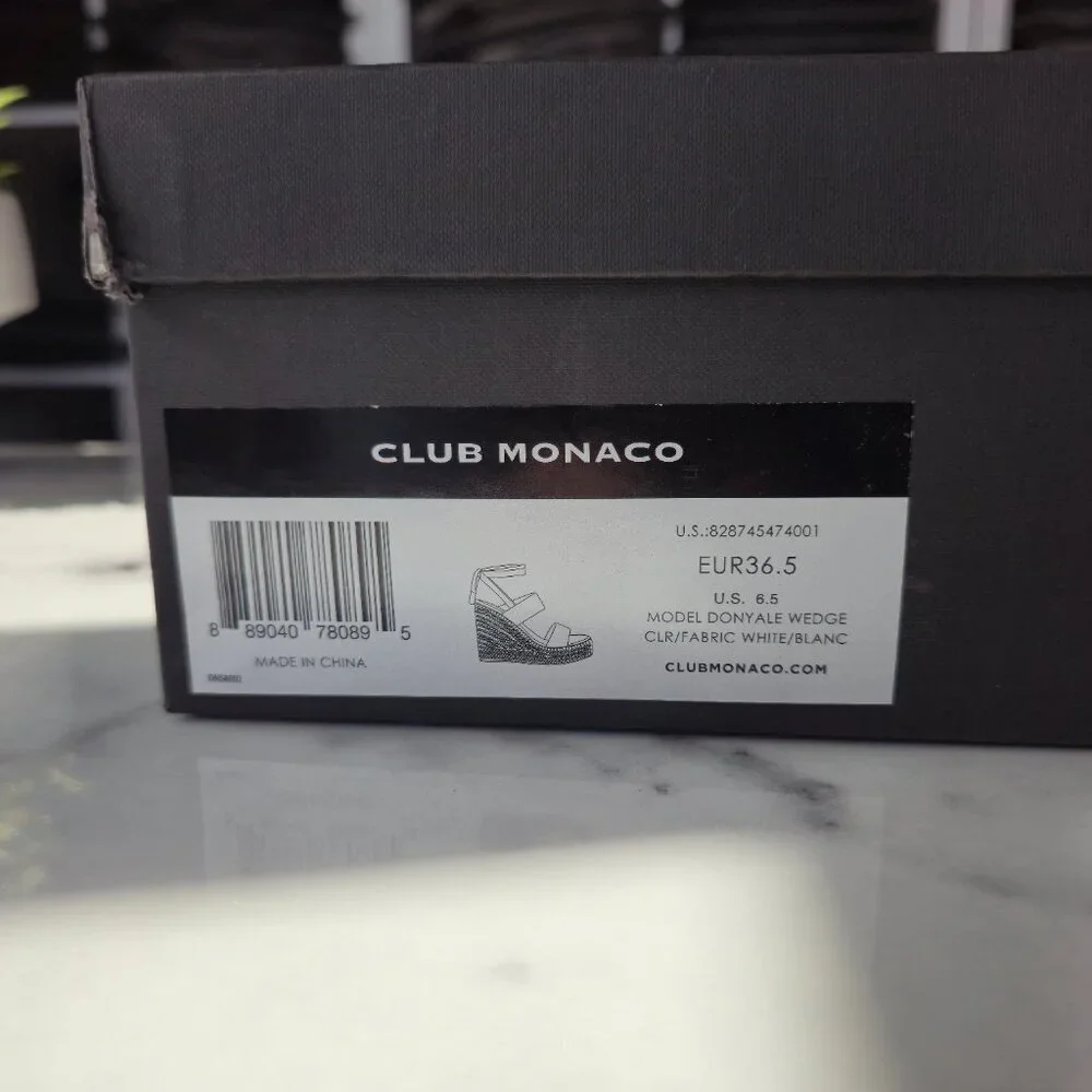Club Monaco Donyale Wedge Sandals White EU 36.5 / US 6.5 NEW $198